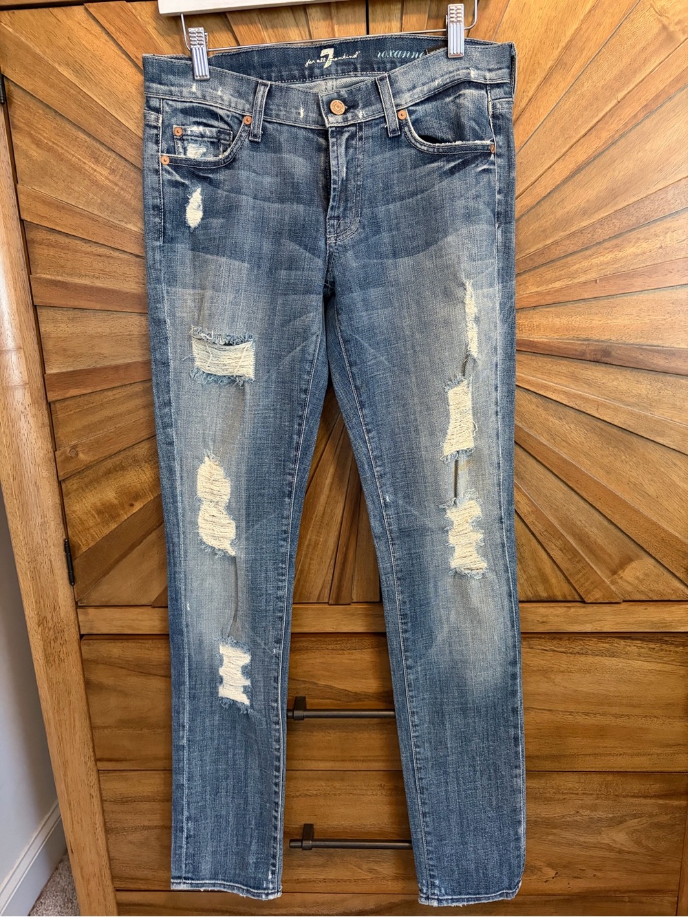 7-For All Mankind Distressed Blue Women's Skinny Jeans